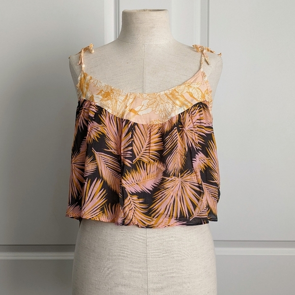 Maaji Crop Top Sleeveless Azahar Clouds Palm Floral Print Swing Style M NWT - Picture 3 of 16